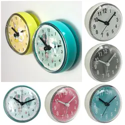 Mini Sucker Wall Clock Bathroom Shower Clocks Anti-Fog Waterproof 7cm Kitchen Toilet Small Quartz Table Clock