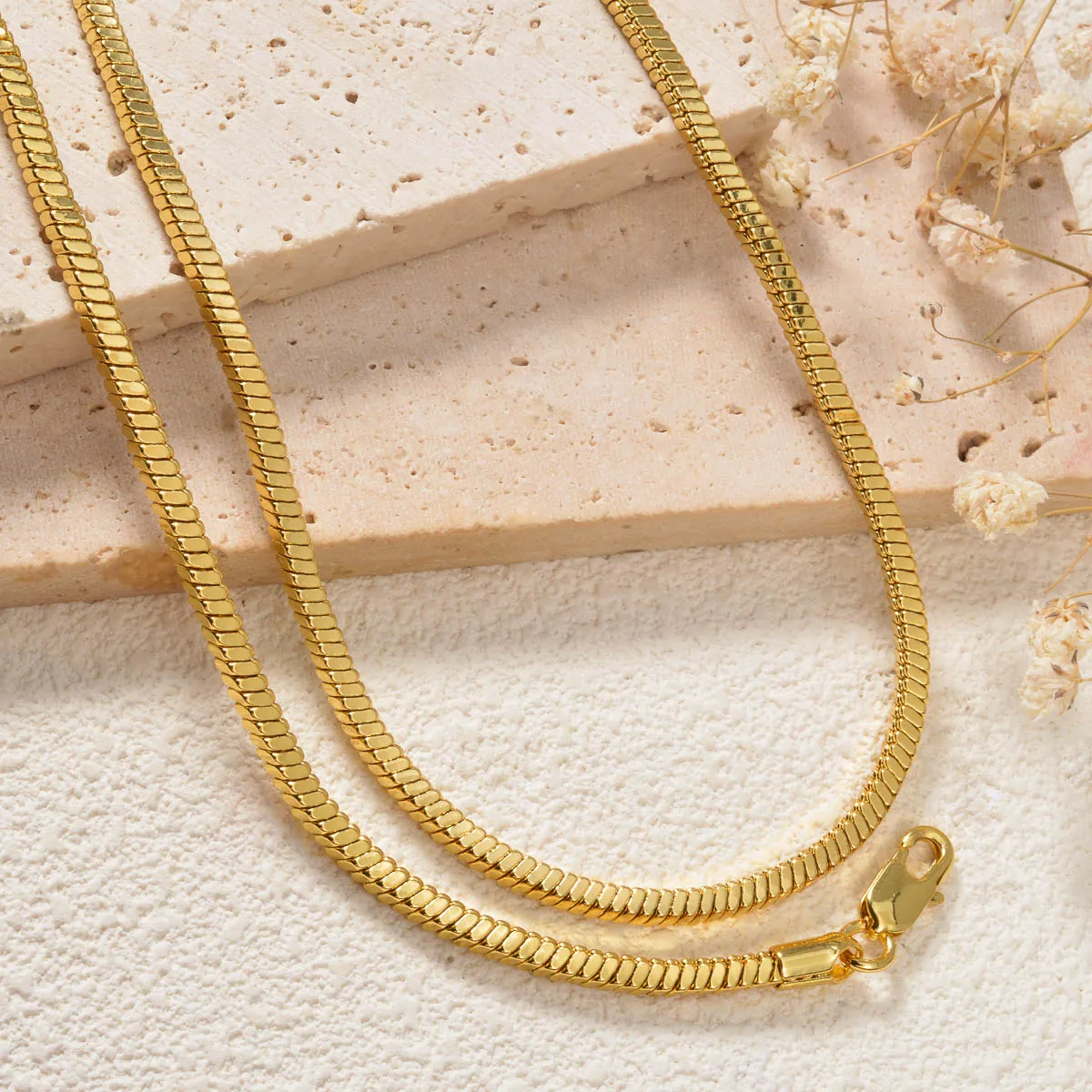 Snake Chain Necklace Bracelet Set Anti-fade Thin Herringbone Chain Jewelry Minimalist Stackable Daily Unisex Statement Accessory