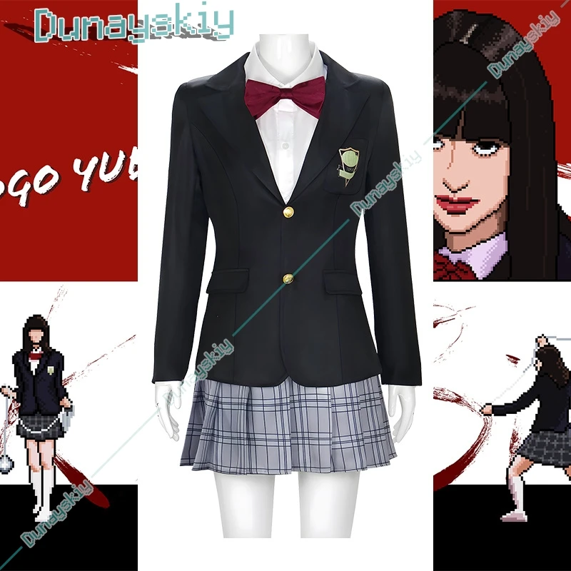 Anime Movie Bill Cosplay Gogo Yubari Costume JK School Uniform Dress Lolita Cos Long Black Wigs With Weapon Props For Halloween