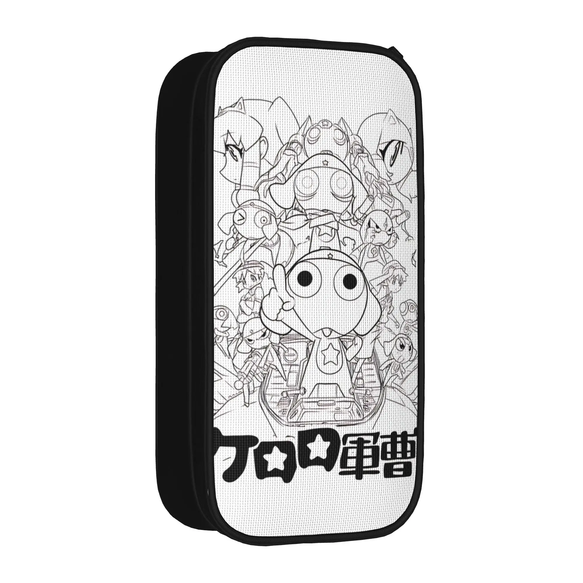 Large-capacity Pencil Pouch Keroro manga School Supplies  Double Layer Pen Case Girl Makeup Bags Birthday Gift