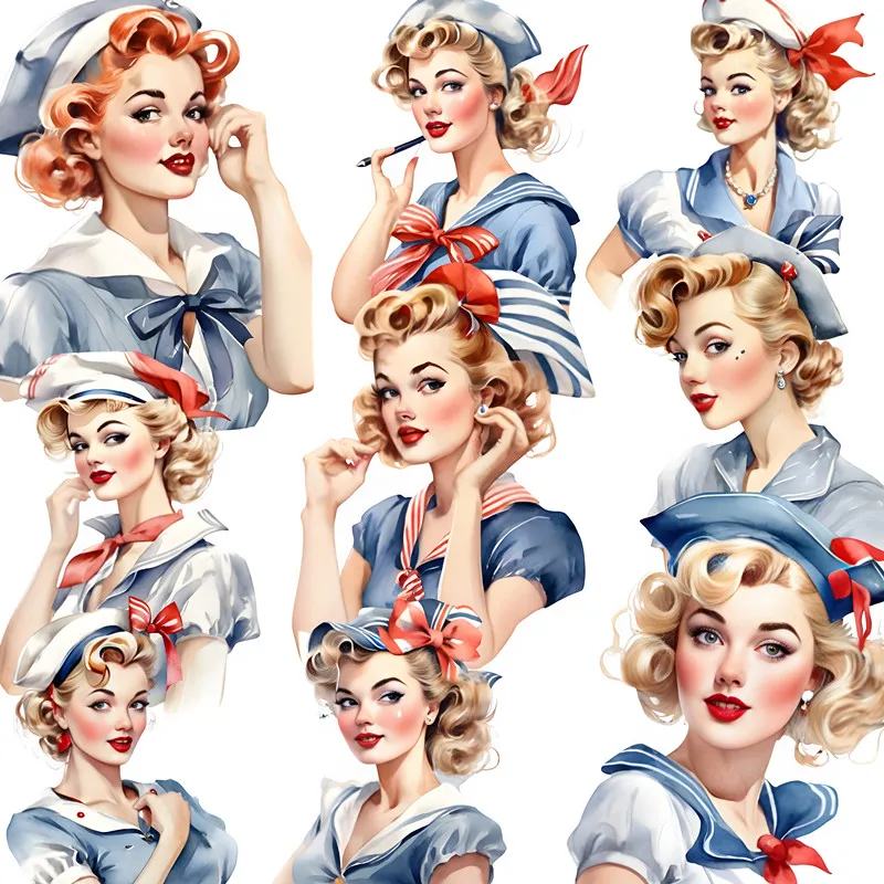 

Retro Blonde Girl Stickers Crafts And Scrapbooking stickers kids toys book Decorative sticker DIY Stationery