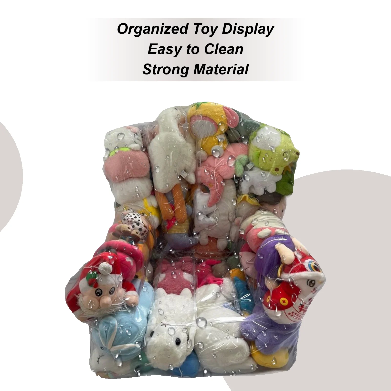 Stuffed Animal Bean Bag Storage Clear Waterproof Toy Organizer Bags With Zipper Organizer For Floor Bed Dorm Kids Corner Sofa