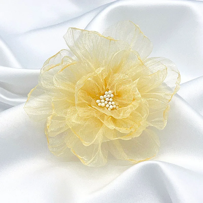 1pcs 9cm Rose Handmade Chiffon Fabric Artificial Flower For Wedding Dress Hats Decoration