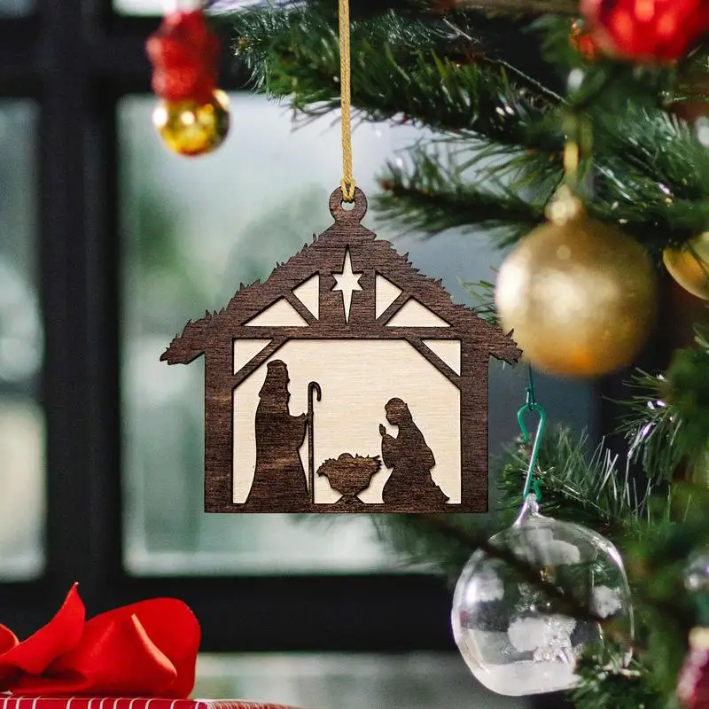 เครื่องประดับคริสต์มาสทางศาสนา House Design Birth Of Jesus Christian Decor คริสเตียนตกแต่งบ้านความงามไม้คริสต์มาส