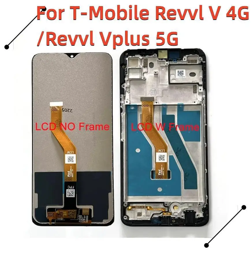 

Original For T-Mobile REVVL V+ 5G LCD REVVL V 4G Display Screen Touch Panel For T-Mobile REVVL V Plus 5G LCD VPlus Display Frame