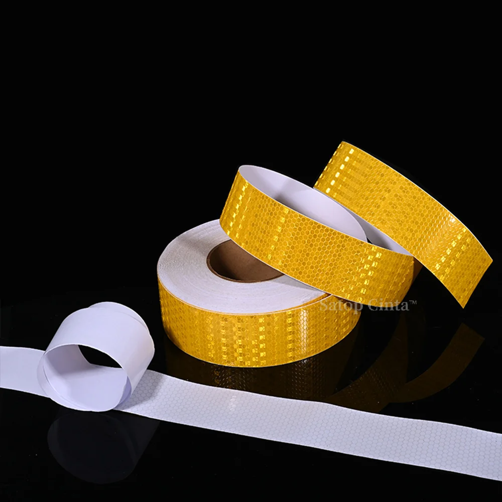 5cmx50m Honeycomb Yellow Reflective Safety Tape With Shiny Star Reflector Sticker Strong Adhesive Retro Reflect Tape For Vehicle