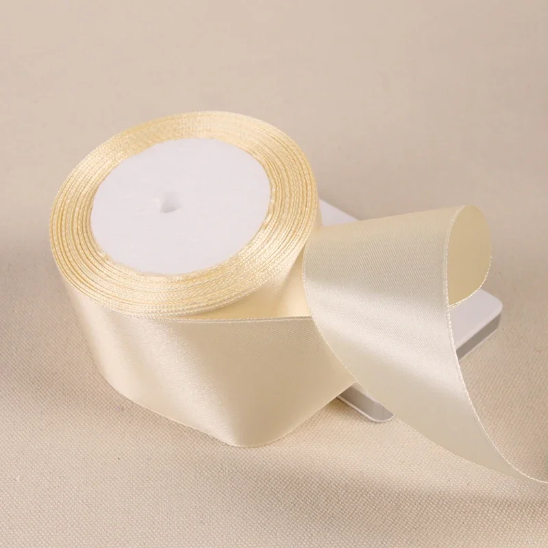 Beige Cream 6mm 10mm 15mm 20mm 25mm 40mm 50mm Silk Satin Ribbons DIY Handmade Crafts Supplies Wedding Decoration Gift Wrapping