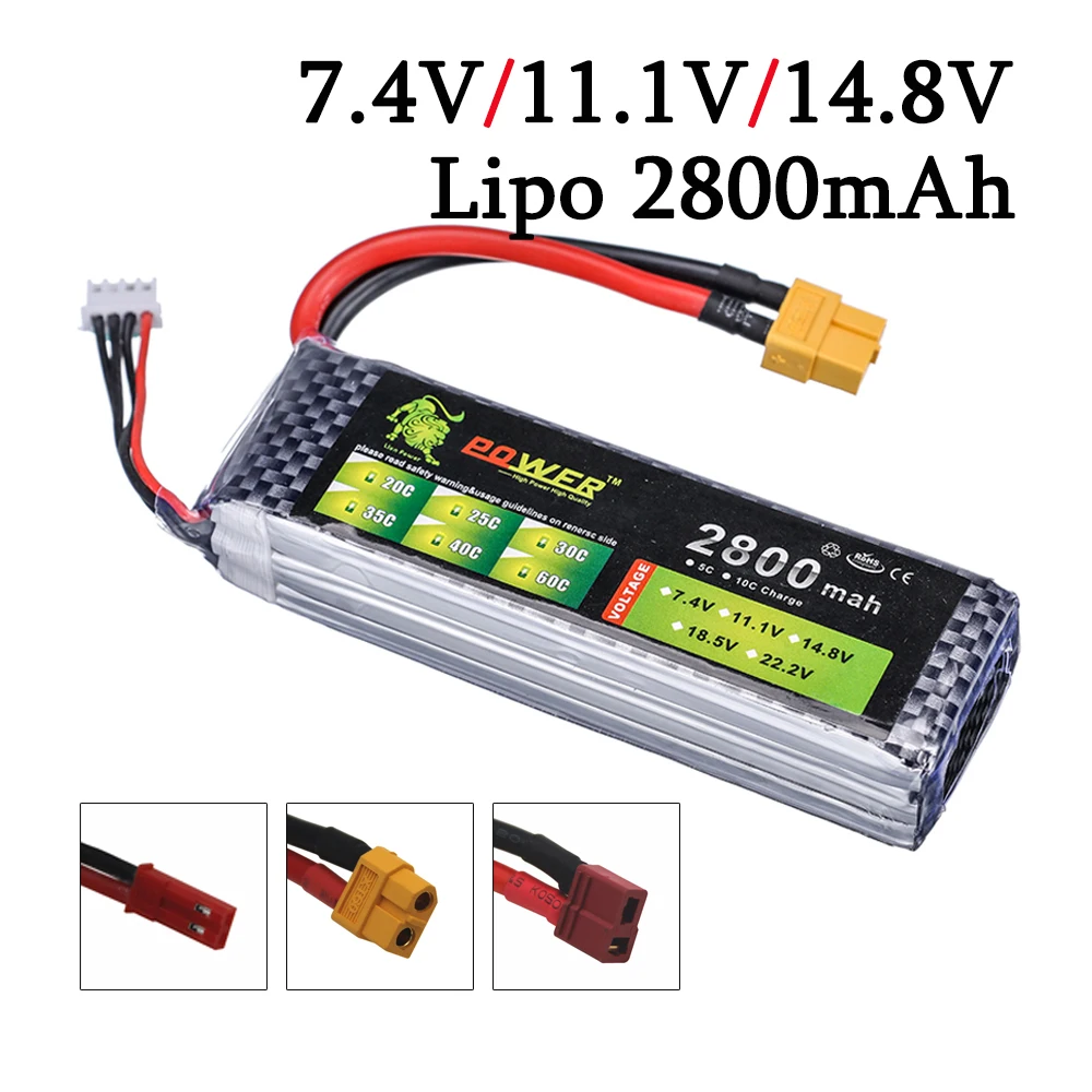 Lion Power 7.4V/11.1V/14.8V 2800maH Lipo Batterry For RC Drone Boat Car Quodcopter Spare Parts 2s 3s 4s Rechargeable Battery