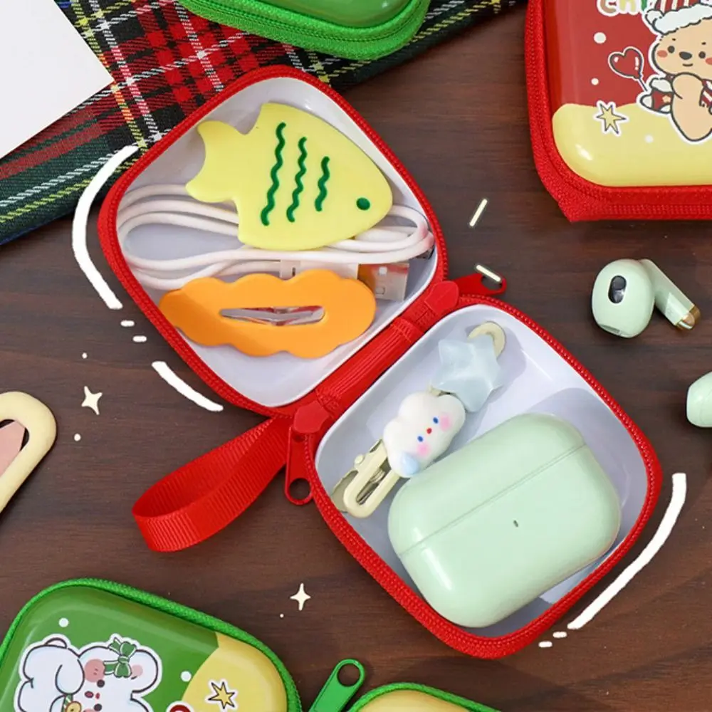 Kawaii الدب عيد الميلاد المحفظة أرنب مقاوم للماء عيد الميلاد محفظة نسائية للعملات المعدنية صفيح المحمولة عيد الميلاد سماعة حقيبة المدرسة