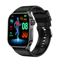 ET580 2.04-Inch Leather Strap Body Figure HRV SOS Diagnosis Blood Oxygen Pressure Monitoring Camera Health Smartwatch