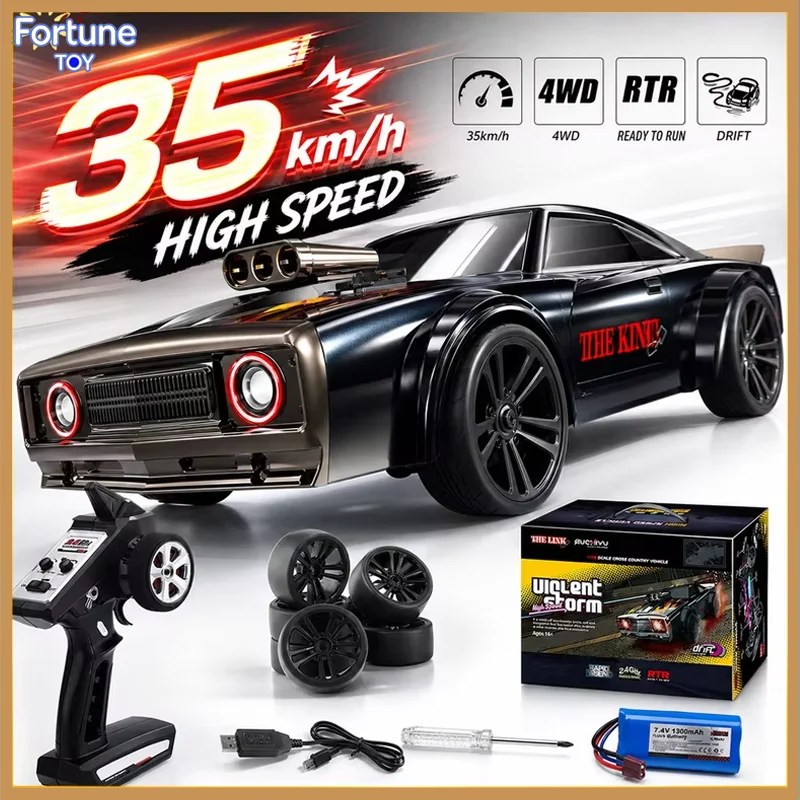 SCY-16303 1/16 2.4g Rc Car 4wd Electric High Speed Off Road Drift Flat Running Muscle Truck With Retro Led Light