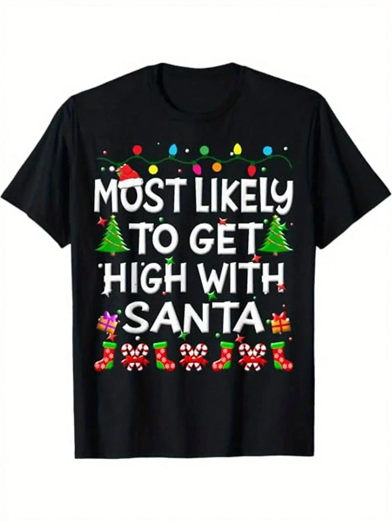 تي شيرت سانتا كلوز الذي يوقع أن يرتديه بشكل سعيد في عيد الميلاد - تي شيرت بنمط عطلة مضحك وروح الدعابة