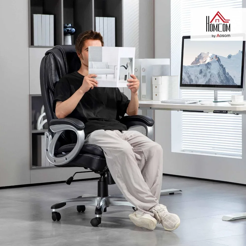 

Office Chair, High Back Desk Chair with Tilt Function, Padded Armrest, Swivel Wheels, Executive PU Leather Computer Chair