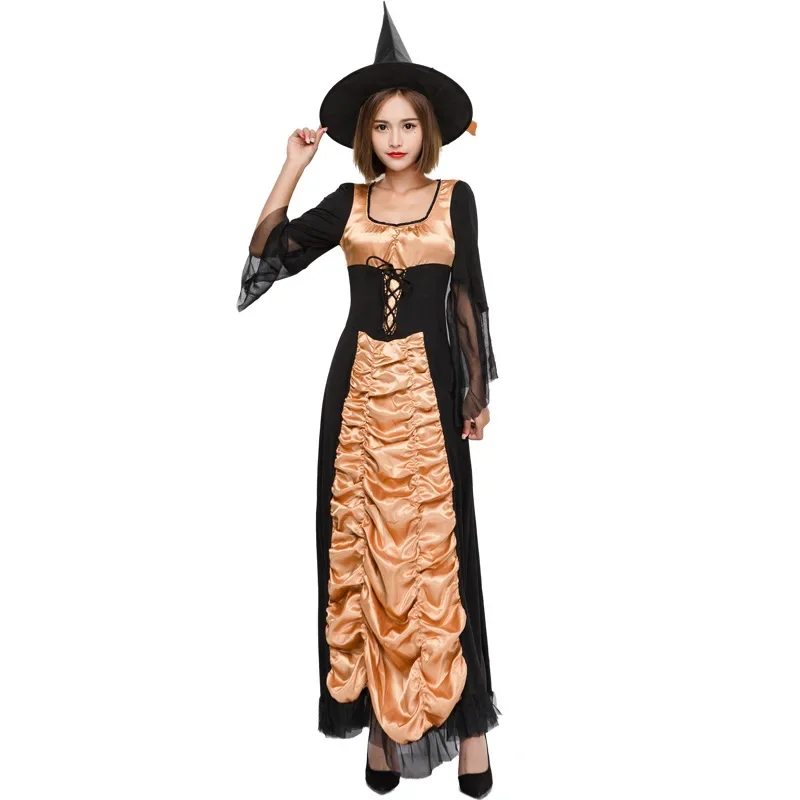 Fantasia Women Elegant Witch Costume Cosplay Halloween Purim Carnival Party Mardi Gras Costumes Long Dress