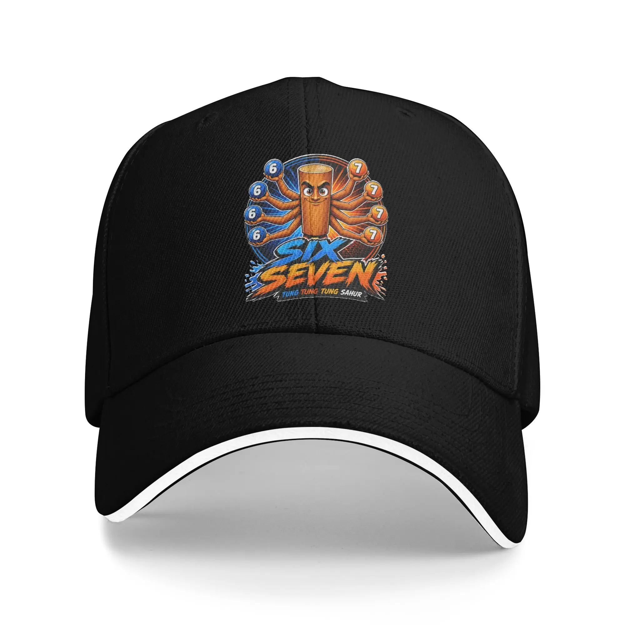 Six Seven Tung Tung Sahur 67 6-7 Meme Baseball Cap Tennis Skate Hot Sale Trucker Hat Couple Fitted Retro Print Snapback Cap