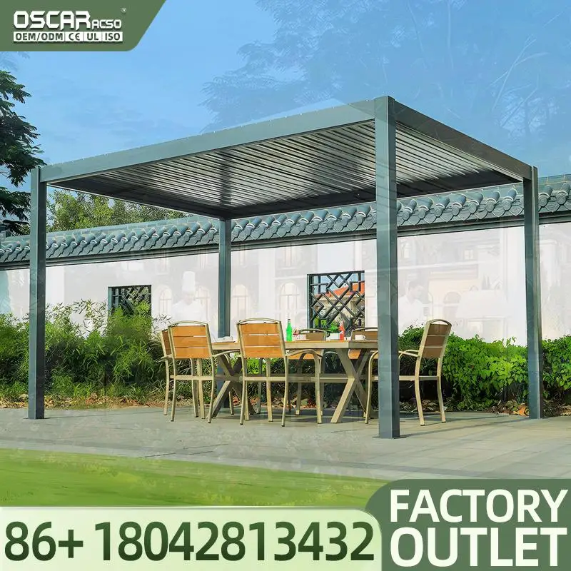 2025 Modern Garden Motorized Louvre Roof Kits Outdoor Aluminium Louvered Structure for Patio Backyard Terrace Pergola