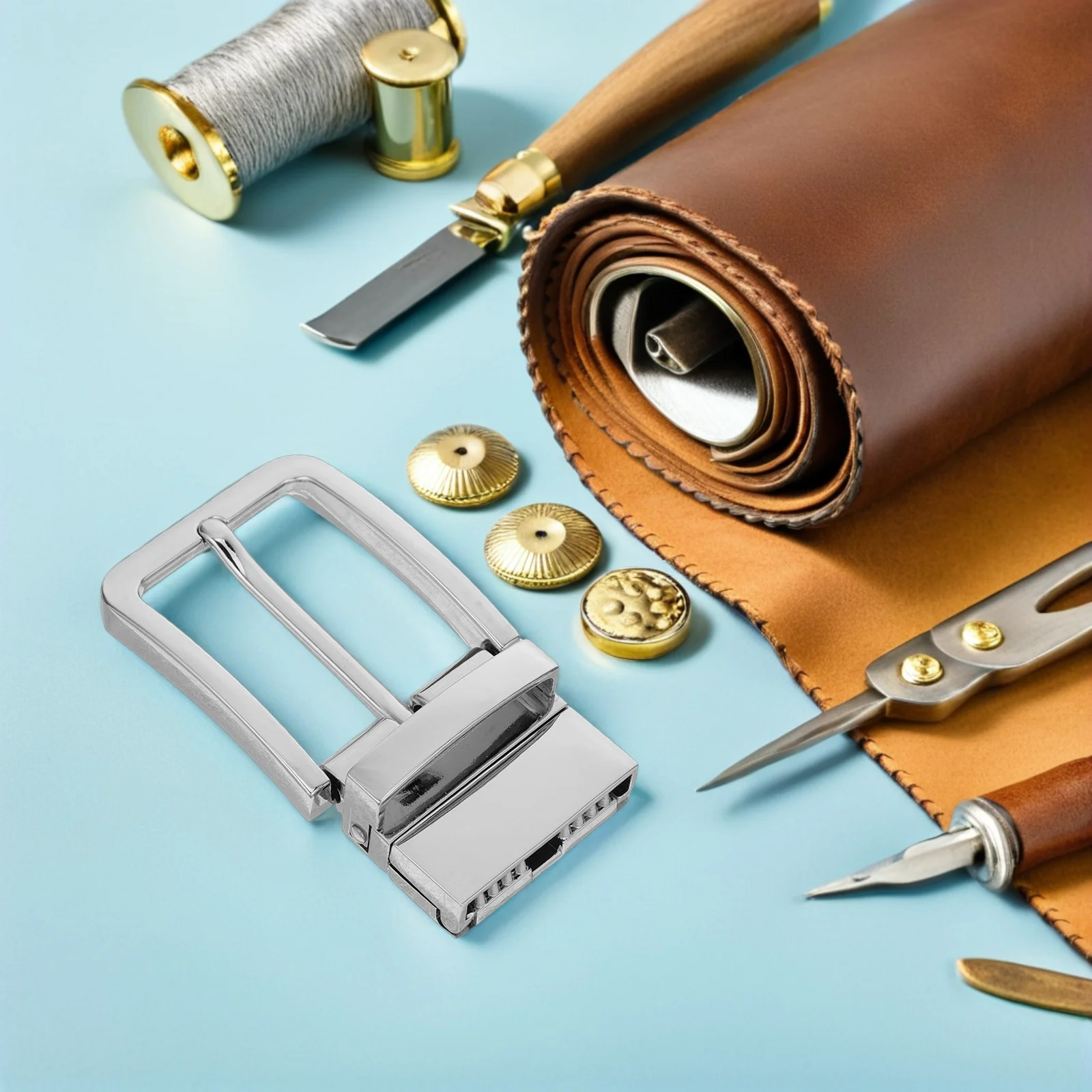 Reversible Belt Buckle Clip Replacement Zinc Alloy for 3.3cm 1.3inch Men Jeans Belts - Single Prong Metal Waistband Fastener