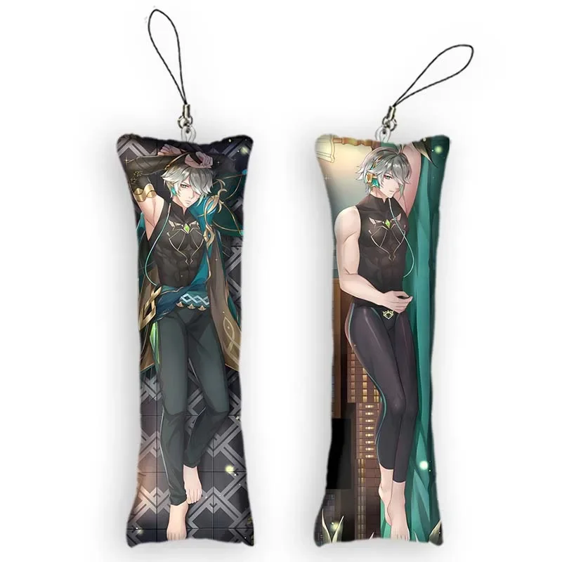 Anime Keychain Alhaitham Dakimakura  Mini Pendant 2 Side Hanging Ornament Genshin Impact Cute Small Pillow Pendants