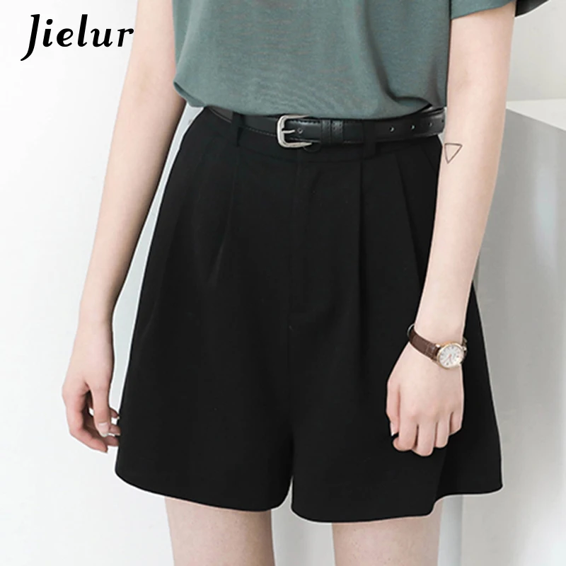 Fashion Black Shorts Korean Style Sashes Women's Shorts Summer New Casual Straight Shorts S-4XL Size Zipper