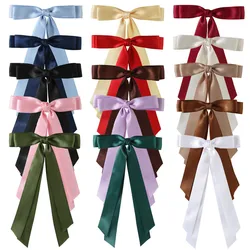 Lalasis custom silky satin hair bows hair clip pink green black white red blue purple hair ribbon ponytail holder accessories