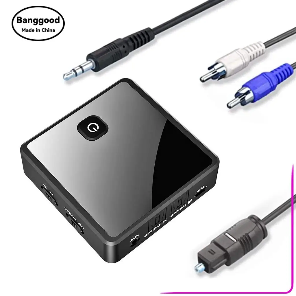 ZF380 Wireless Optical Fiber Audio Bluetooth Adapter 5.0 2-in-1 Transmit and Receive TV Computer 3.5 Transfer