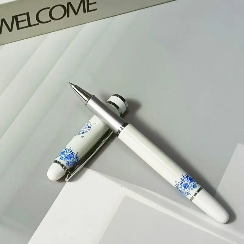 Devin Ballpoint Pen High Aesthetic Metal Durable Blue And White Porcelain Fountain Pen Chinese Style Office Signature Pen