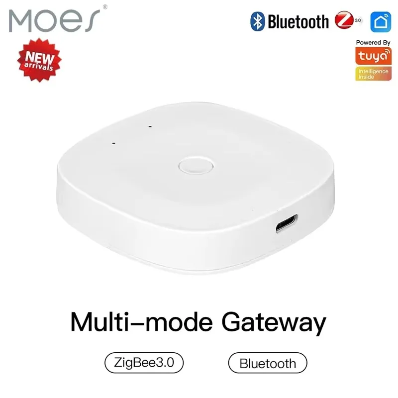 

MOES Tuya Smart ZigBee 3.0 Bluetooth Multi-Mode Gateway Hub,Type-C Power Wireless Home Automation Works with Alexa Google Home