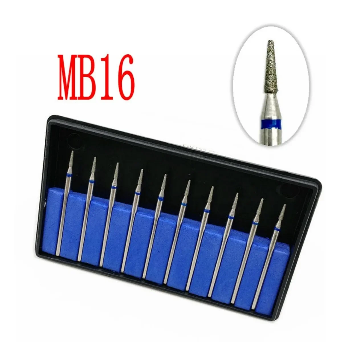 10pcs/pack Diamond Nails Drill Milling Cutter Dental Grinding Polish Burs Nail Drills Polisher Dentals Tools 2.35mm Shank MB16