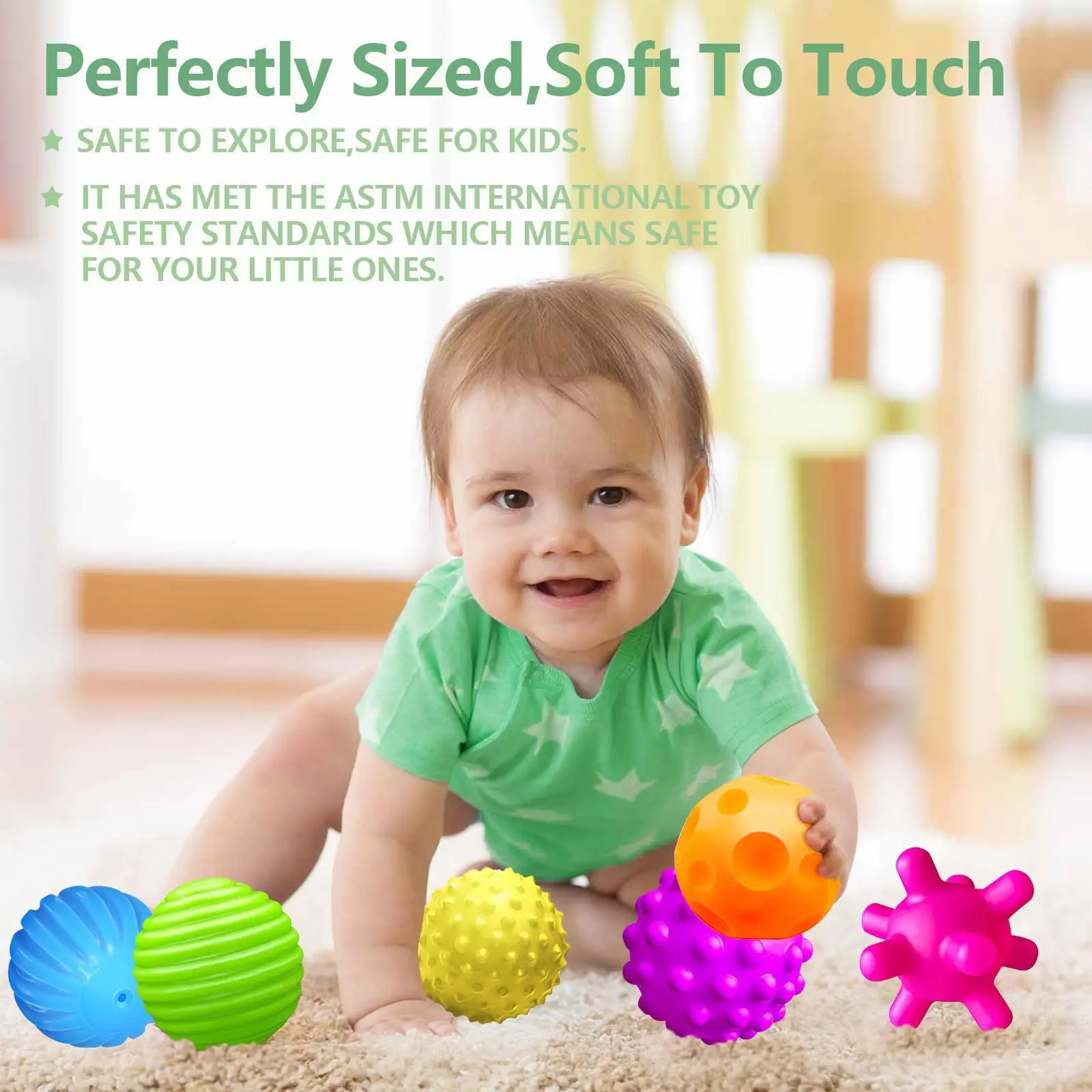 Baby Touch Balls Set Montessori Sensory Toys for 0-12Month Grasping Items for Tactile Sense Early Development Newborn Gift