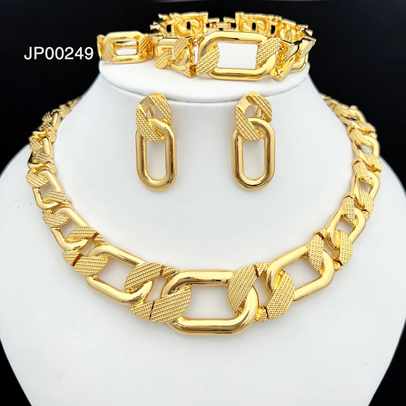 Luxury Design Dubai Jewelry Set For Women Quality Brazil Trending Necklace Earrings Ring Bracelet Wedding Party Gift