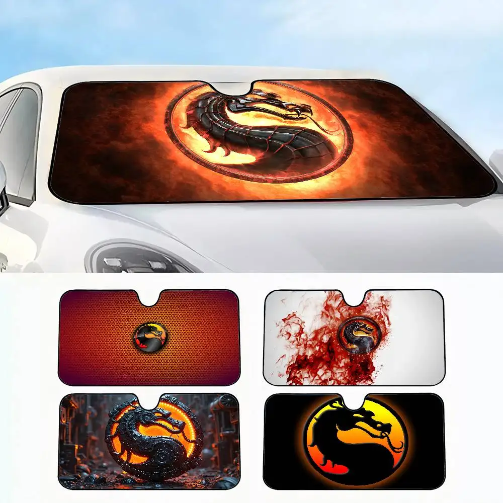 

Logo M-Mortal Kombat Car Solar Protection Heated Windshield Sunshade Car Window Windscreen Cover Sun Shade Auto Sun Visor