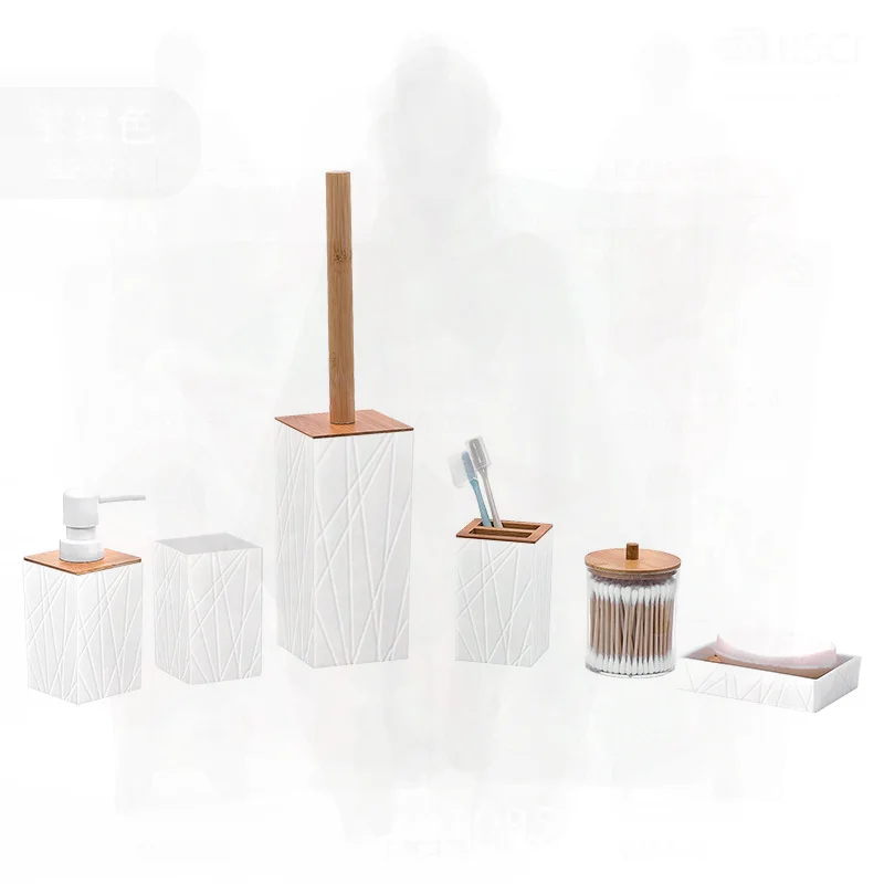 

Imitation Glass Bathroom Set Resin Toiletries including Wash Basin Countertop Ceramic Toilet Brush Mouthwash Cup Lotion Bottle -