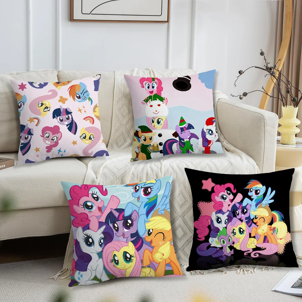 Cartoon M-My Little P-Pony Pillow Case Living Room Sofa Cushion Cover Suitable For Home Bedroom Room Decoration