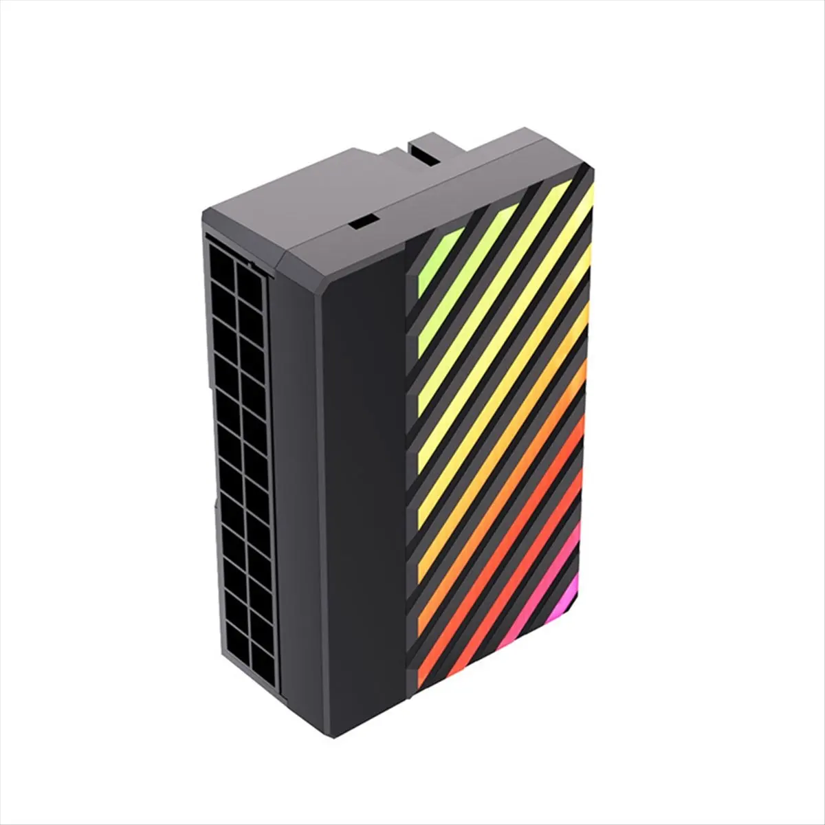 (DT37) ATX 24Pin ARGB Adapter 90°Converter 24PIN RGB Power Cord Adapter for 24PlN Motherboard Power Supply Black