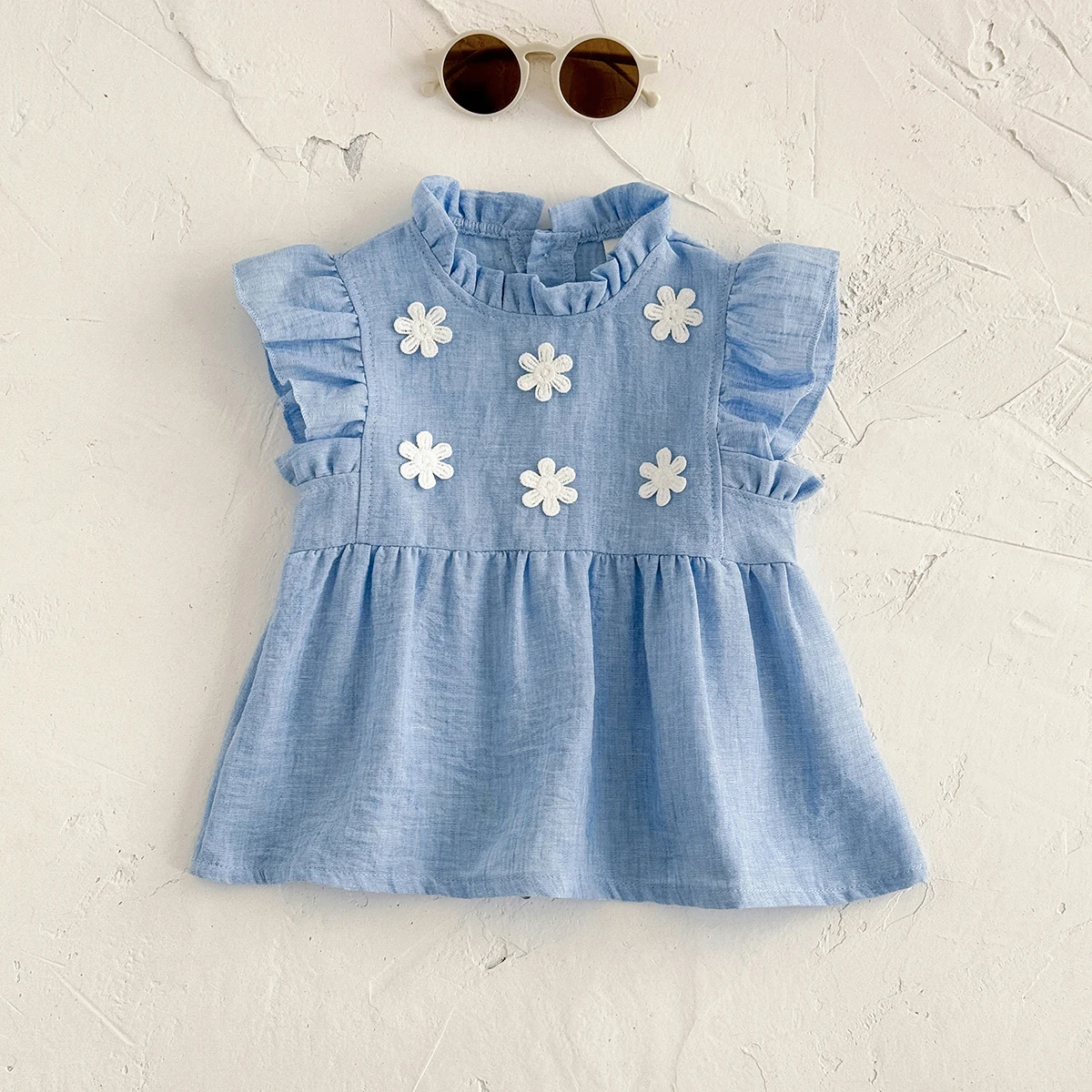 

Summer New Baby Dresses Newborn Girl Clothing Cute Dress With White Small Stickers On The Chest Children Girls Fashionable