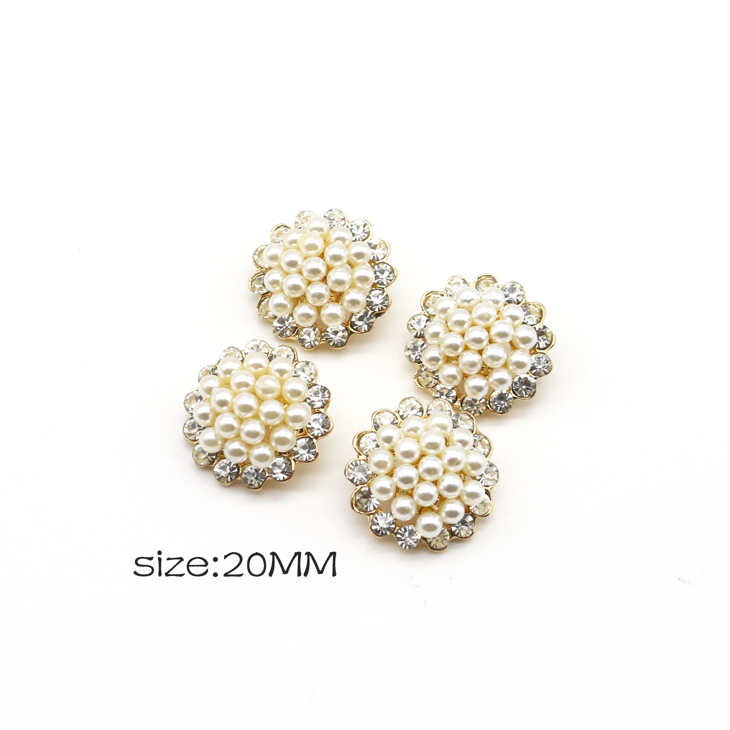 New 10/Piece 20MM Alloy Pearl Button Small fragrance DIY Sewable Clothing Coat Wedding Button Accessories