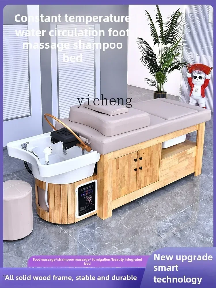 

LYY Hair Salon Solid Wood Shampoo Bed Beauty Salon Hair Salon Caierdian Ceramic Basin Head Treatment Bed