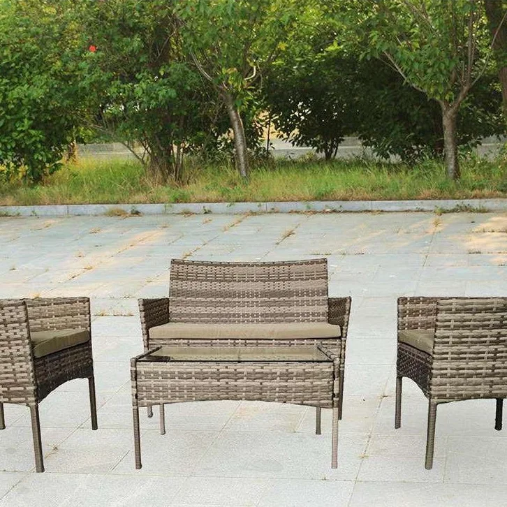 New outdoor table and chair rattan four-piece courtyard balconyoutdoor garden villa terrace