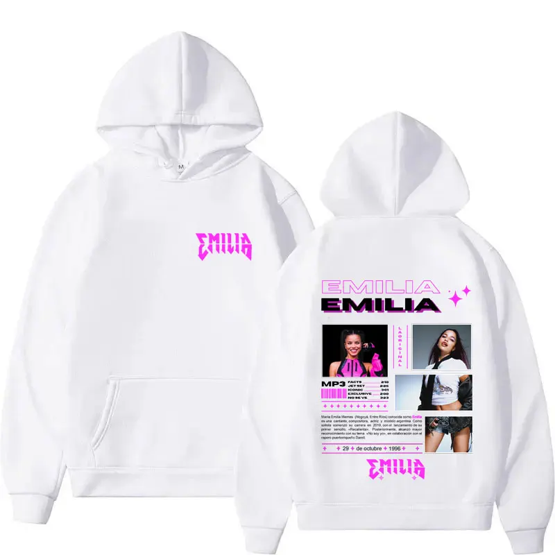 2025 العصرية إميليا Mernes MP3 هوديس Harajuku المتضخم البلوز الرجال النساء ملابس كاجوال كنزة صوف موضة الشارع الشهير