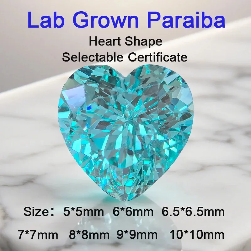 

Par-Lab Grown Paraiba Stone Heart Shape VVS1Gemstones Charms Beads for DIY Jewelry Making Earrings Rings Selectable AGL Certifi