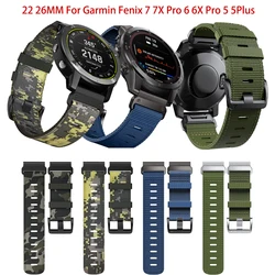 22 26mm Nylon Quick Release Strap For Garmin Fenix 7 7X Pro 6 6X Pro 5 Plus 3 Replaceable Camo Bracelet Epix Pro/Gen2 Watch Band