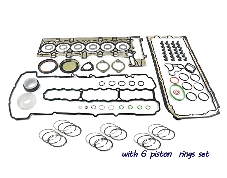 Engine Rebuilding Overhaul Gasket Seal Set with 6 Piston Rings for N54 335i 135i E60 E90 E92 E89 E71 11127557265