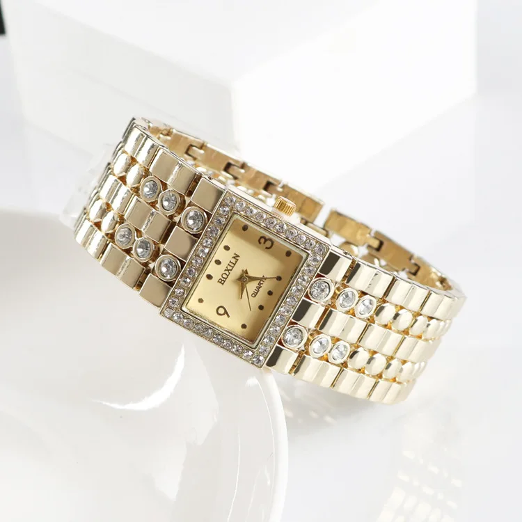 

Fashion Trend Women's Watch Japanese And Korean Fashion Watch Gold Rectangular Bracelet Diamond Quartz Watch