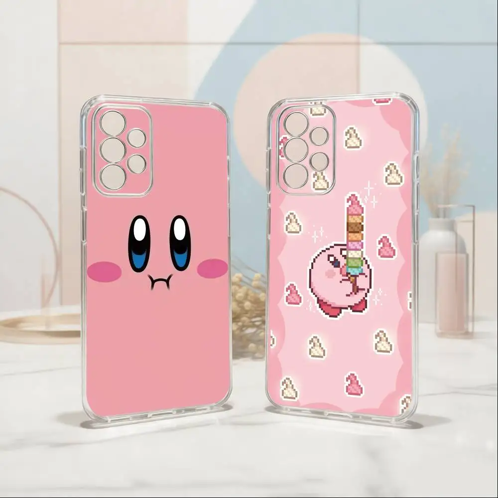 Cartoon Pink Pixel K-Kirbys-KK Phone Case For Samsung S25,S24,S21,S22,S23,S30,Ultra,S20,Plus,Fe Transparent Cover
