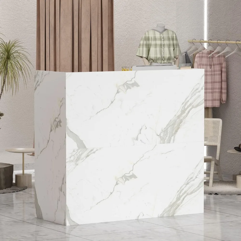 

Reception Desk with Drawers & Storage Shelves, Reception Table with Private Panels, for Salon Reception Room Checkout Office, M