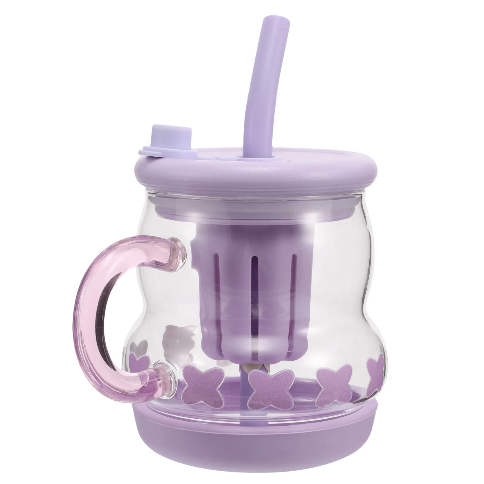 

Tumbler 500ml Clear Mug Car Use Tea Brewing Construction Straw Handle Lasting Damage Resistant Moderate