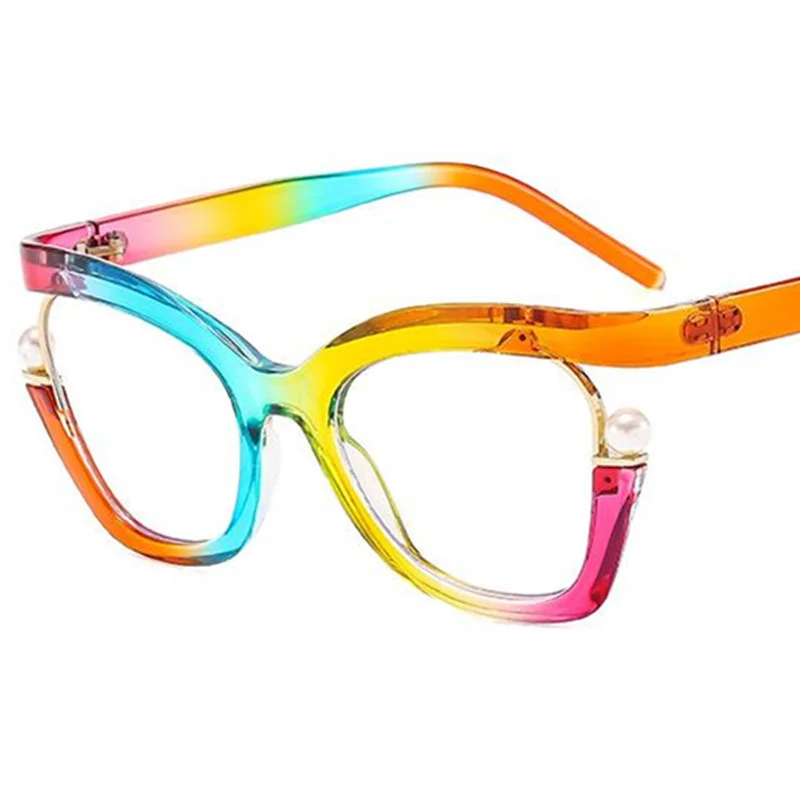 

NEW Women Cat Eye Eyeglasses Personality Spectacles Pearl Googles Simplity Eyeglasses Anti-Blue Light Glasses