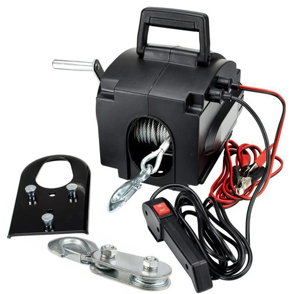 2000LB เครื่องกว้านไฟฟ้าแบบพกพา300W 12V รถเทรลเลอร์ลากจูงระยะไกล