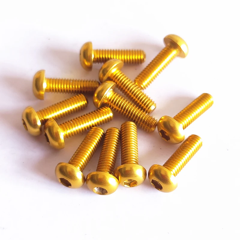 10 teile/los M3 Aluminium 7075 allen taste schraube M3 * 5/6/8/10/12/14/16mm Eloxiert Aluminium Hex Buchse Runde kopf Maschine Schraube Schrauben