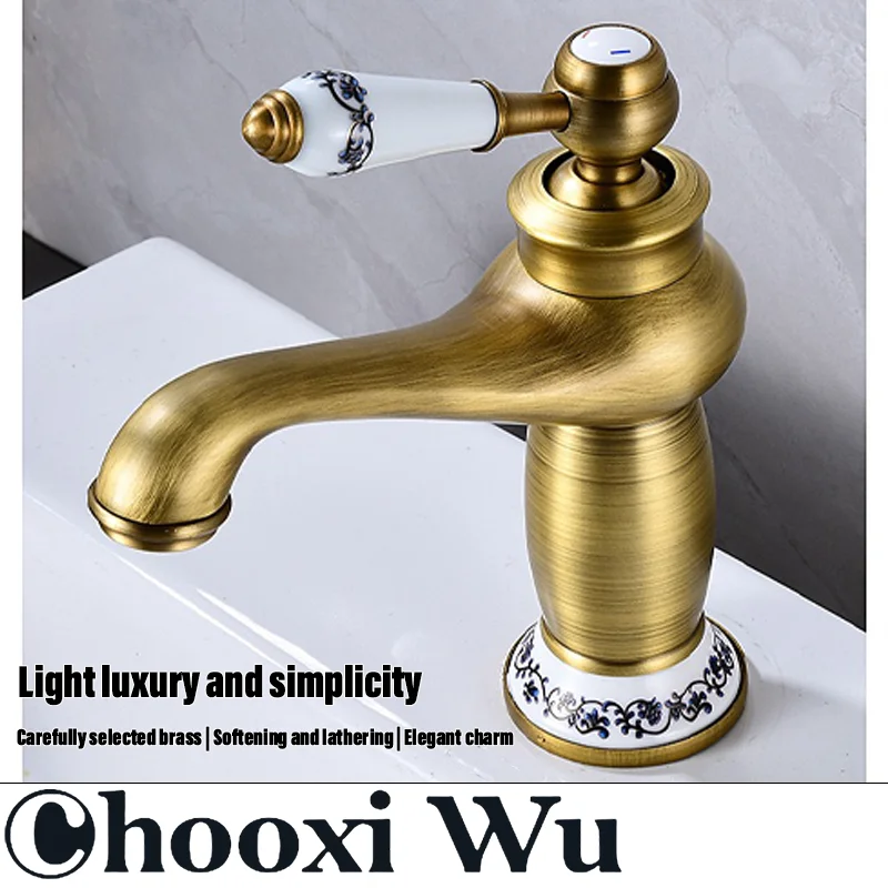 

CHOOXIWU-Vintage copper hot and cold bathroom household basin faucet